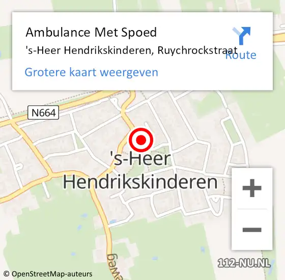 Locatie op kaart van de 112 melding: Ambulance Met Spoed Naar 's-Heer Hendrikskinderen, Ruychrockstraat op 23 januari 2018 20:54