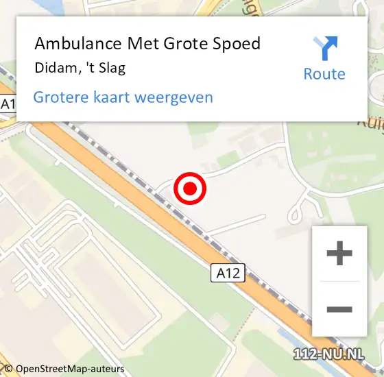 Locatie op kaart van de 112 melding: Ambulance Met Grote Spoed Naar Didam, 't Slag op 23 januari 2018 20:59