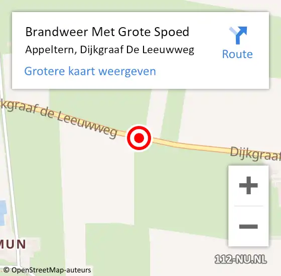 Locatie op kaart van de 112 melding: Brandweer Met Grote Spoed Naar Appeltern, Dijkgraaf De Leeuwweg op 14 februari 2014 08:01