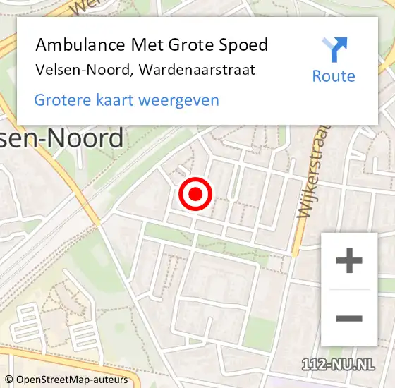 Locatie op kaart van de 112 melding: Ambulance Met Grote Spoed Naar Velsen-Noord, Wardenaarstraat op 23 januari 2018 22:22