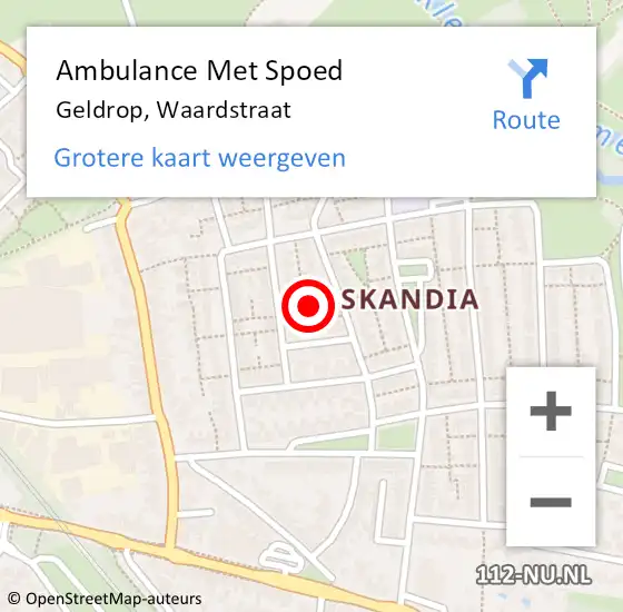 Locatie op kaart van de 112 melding: Ambulance Met Spoed Naar Geldrop, Waardstraat op 23 januari 2018 22:58