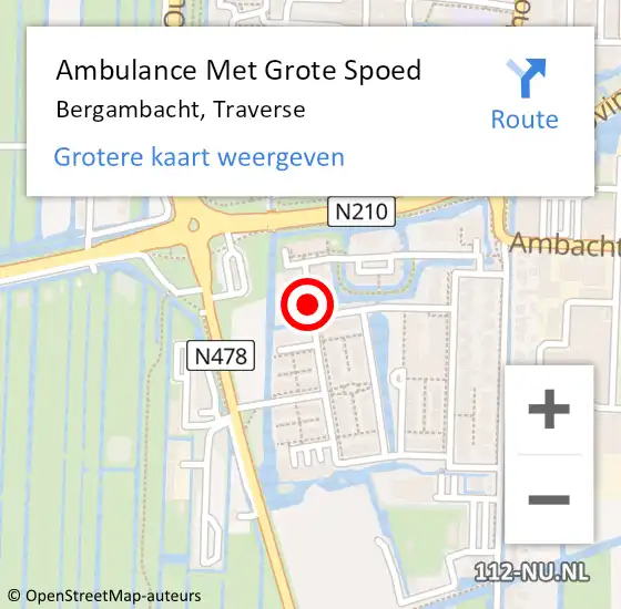 Locatie op kaart van de 112 melding: Ambulance Met Grote Spoed Naar Bergambacht, Traverse op 23 januari 2018 23:08