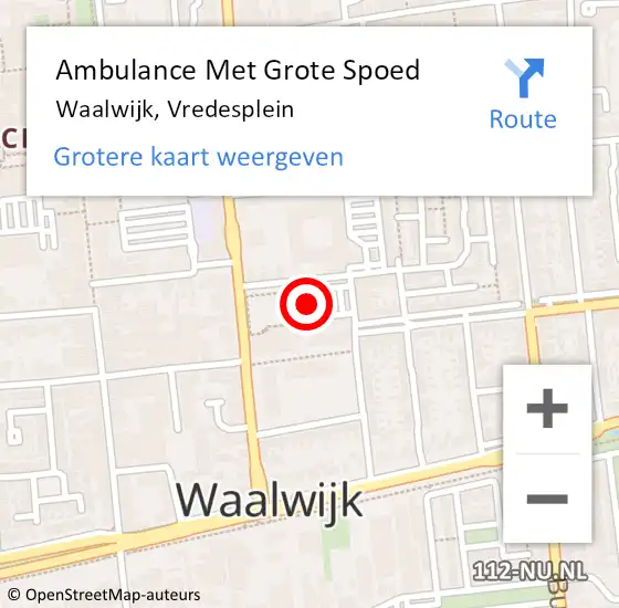 Locatie op kaart van de 112 melding: Ambulance Met Grote Spoed Naar Waalwijk, Vredesplein op 23 januari 2018 23:32