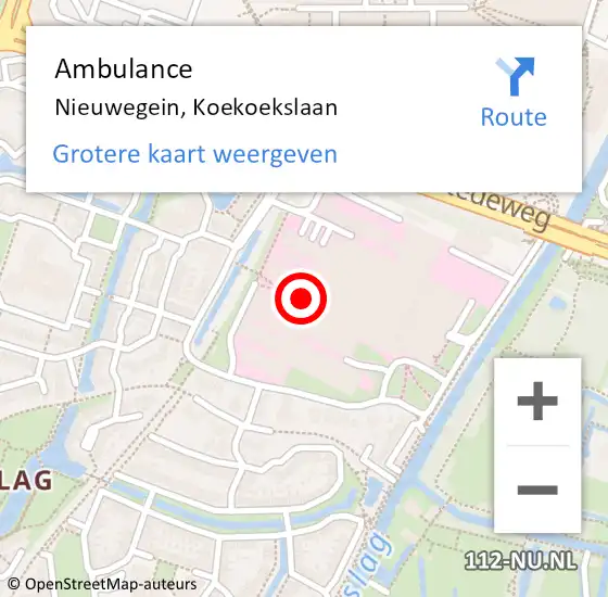 Locatie op kaart van de 112 melding: Ambulance Nieuwegein, Koekoekslaan op 23 januari 2018 23:55