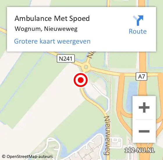 Locatie op kaart van de 112 melding: Ambulance Met Spoed Naar Wognum, Nieuweweg op 23 januari 2018 23:57