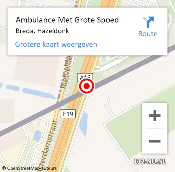 Locatie op kaart van de 112 melding: Ambulance Met Grote Spoed Naar Breda, Hazeldonk op 23 januari 2018 23:58