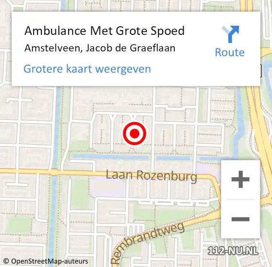 Locatie op kaart van de 112 melding: Ambulance Met Grote Spoed Naar Amstelveen, Jacob de Graeflaan op 23 januari 2018 23:58
