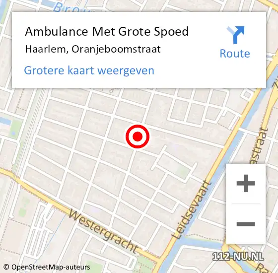 Locatie op kaart van de 112 melding: Ambulance Met Grote Spoed Naar Haarlem, Oranjeboomstraat op 24 januari 2018 00:00