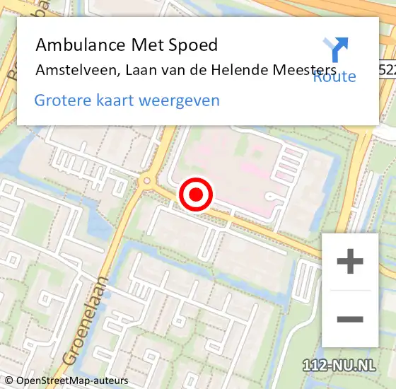 Locatie op kaart van de 112 melding: Ambulance Met Spoed Naar Amstelveen, Laan van de Helende Meesters op 24 januari 2018 00:13