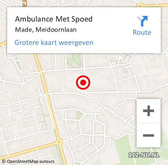 Locatie op kaart van de 112 melding: Ambulance Met Spoed Naar Made, Meidoornlaan op 24 januari 2018 00:17