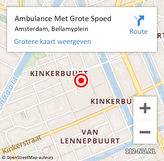 Locatie op kaart van de 112 melding: Ambulance Met Grote Spoed Naar Amsterdam, Bellamyplein op 24 januari 2018 00:18