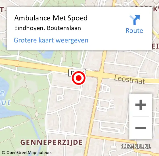 Locatie op kaart van de 112 melding: Ambulance Met Spoed Naar Eindhoven, Boutenslaan op 24 januari 2018 00:18