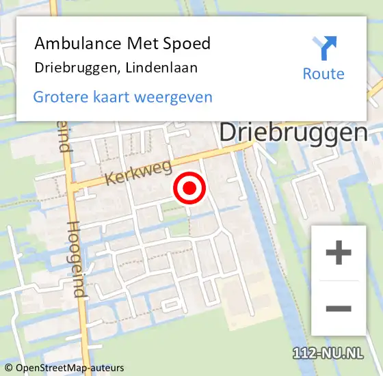 Locatie op kaart van de 112 melding: Ambulance Met Spoed Naar Driebruggen, Lindenlaan op 14 februari 2014 08:07