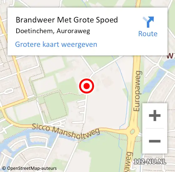 Locatie op kaart van de 112 melding: Brandweer Met Grote Spoed Naar Doetinchem, Auroraweg op 14 februari 2014 08:07