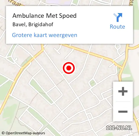 Locatie op kaart van de 112 melding: Ambulance Met Spoed Naar Bavel, Brigidahof op 24 januari 2018 02:01