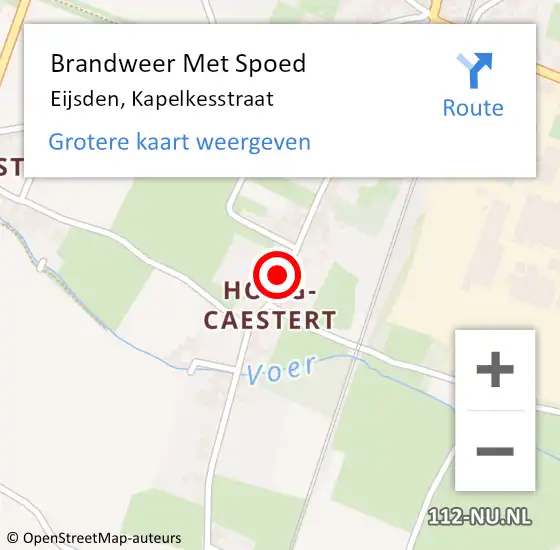 Locatie op kaart van de 112 melding: Brandweer Met Spoed Naar Eijsden, Kapelkesstraat op 24 januari 2018 03:15