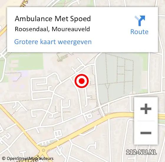 Locatie op kaart van de 112 melding: Ambulance Met Spoed Naar Roosendaal, Moureauveld op 24 januari 2018 03:20