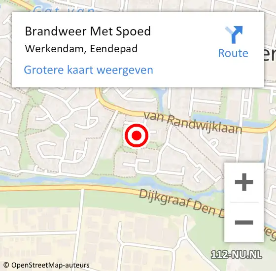 Locatie op kaart van de 112 melding: Brandweer Met Spoed Naar Werkendam, Eendepad op 24 januari 2018 03:34