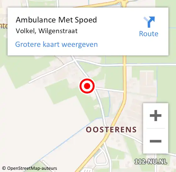 Locatie op kaart van de 112 melding: Ambulance Met Spoed Naar Volkel, Wilgenstraat op 24 januari 2018 04:22