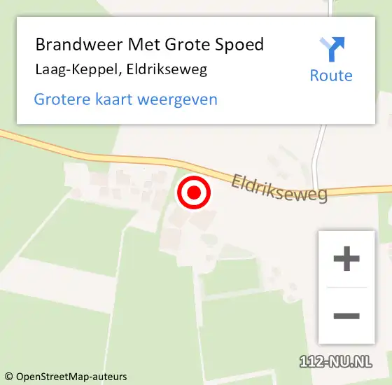 Locatie op kaart van de 112 melding: Brandweer Met Grote Spoed Naar Laag-Keppel, Eldrikseweg op 14 februari 2014 08:11