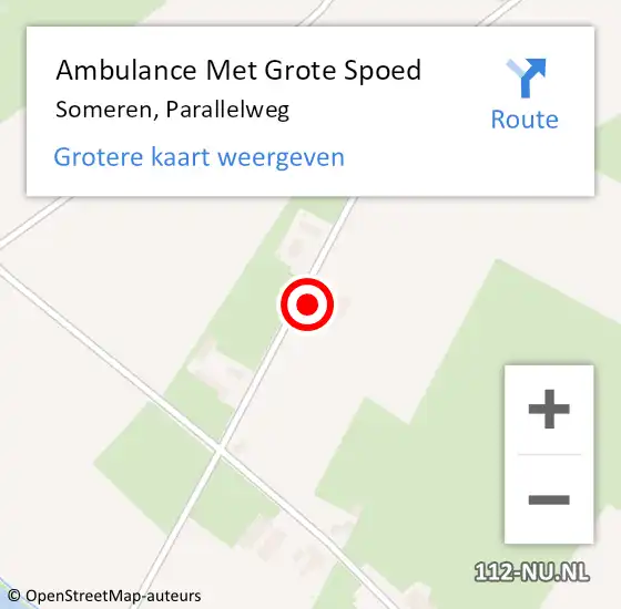 Locatie op kaart van de 112 melding: Ambulance Met Grote Spoed Naar Someren, Parallelweg op 24 januari 2018 05:18