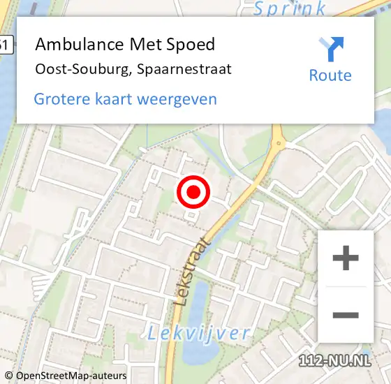 Locatie op kaart van de 112 melding: Ambulance Met Spoed Naar Oost-Souburg, Spaarnestraat op 24 januari 2018 06:14