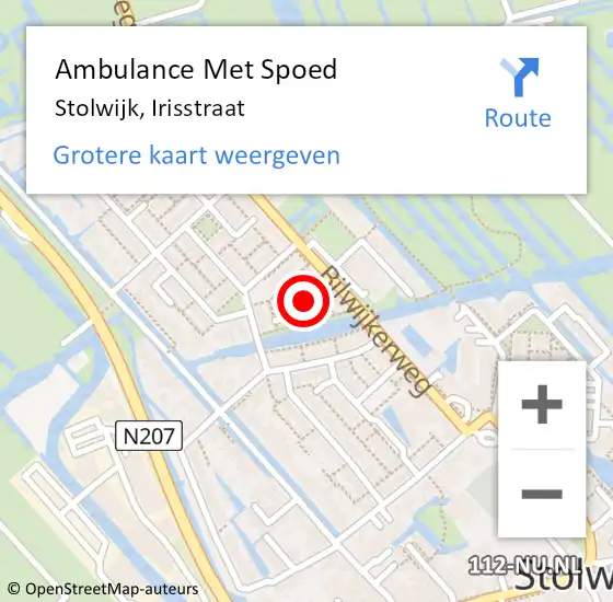 Locatie op kaart van de 112 melding: Ambulance Met Spoed Naar Stolwijk, Irisstraat op 24 januari 2018 07:15