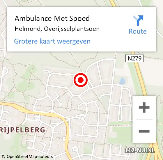 Locatie op kaart van de 112 melding: Ambulance Met Spoed Naar Helmond, Overijsselplantsoen op 24 januari 2018 07:19