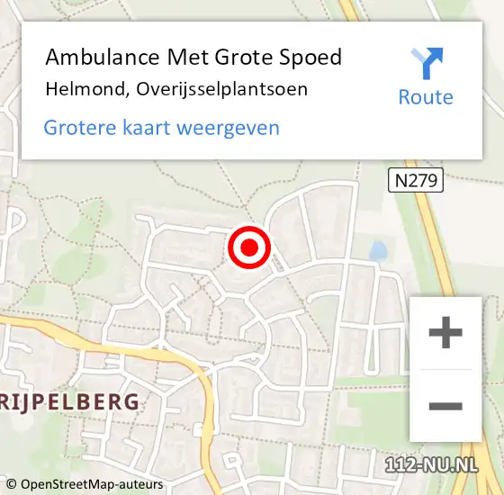 Locatie op kaart van de 112 melding: Ambulance Met Grote Spoed Naar Helmond, Overijsselplantsoen op 24 januari 2018 07:22