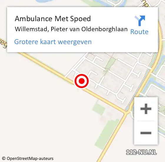 Locatie op kaart van de 112 melding: Ambulance Met Spoed Naar Willemstad, Pieter van Oldenborghlaan op 24 januari 2018 07:29