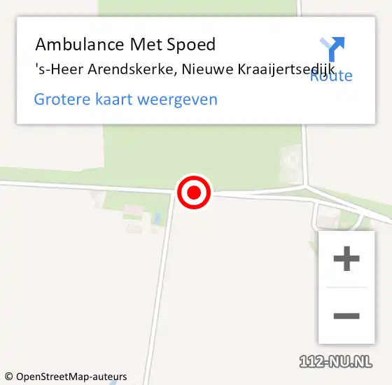 Locatie op kaart van de 112 melding: Ambulance Met Spoed Naar 's-Heer Arendskerke, Nieuwe Kraaijertsedijk op 24 januari 2018 07:35