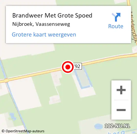 Locatie op kaart van de 112 melding: Brandweer Met Grote Spoed Naar Nijbroek, Vaassenseweg op 14 februari 2014 08:15