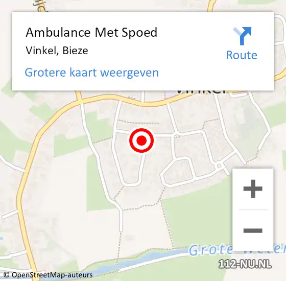 Locatie op kaart van de 112 melding: Ambulance Met Spoed Naar Vinkel, Bieze op 24 januari 2018 08:10