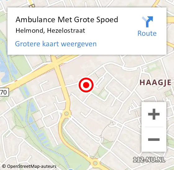 Locatie op kaart van de 112 melding: Ambulance Met Grote Spoed Naar Helmond, Hezelostraat op 24 januari 2018 08:19