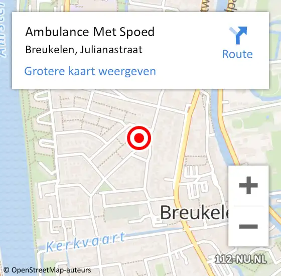 Locatie op kaart van de 112 melding: Ambulance Met Spoed Naar Breukelen, Julianastraat op 24 januari 2018 08:36