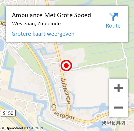 Locatie op kaart van de 112 melding: Ambulance Met Grote Spoed Naar Westzaan, Zuideinde op 24 januari 2018 09:06