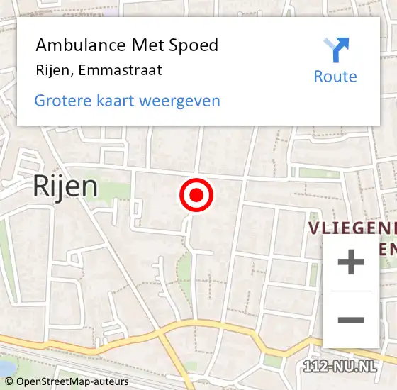 Locatie op kaart van de 112 melding: Ambulance Met Spoed Naar Rijen, Emmastraat op 24 januari 2018 09:08