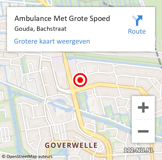 Locatie op kaart van de 112 melding: Ambulance Met Grote Spoed Naar Gouda, Bachstraat op 24 januari 2018 09:32