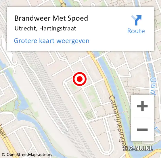 Locatie op kaart van de 112 melding: Brandweer Met Spoed Naar Utrecht, Hartingstraat op 24 januari 2018 09:37