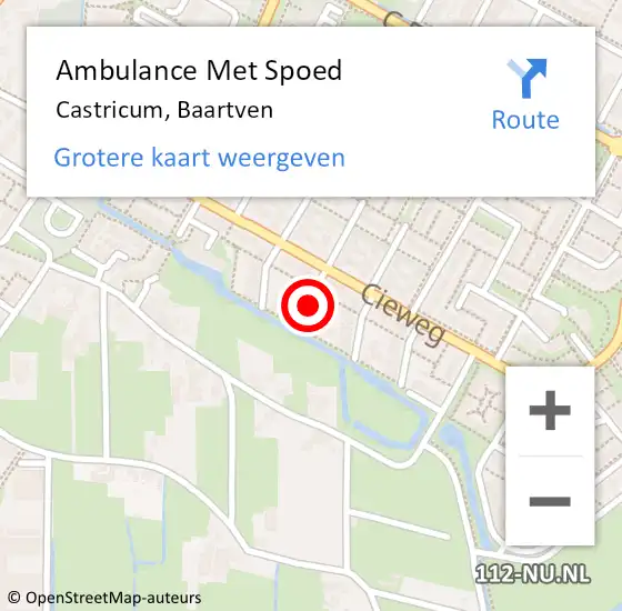 Locatie op kaart van de 112 melding: Ambulance Met Spoed Naar Castricum, Baartven op 24 januari 2018 10:02