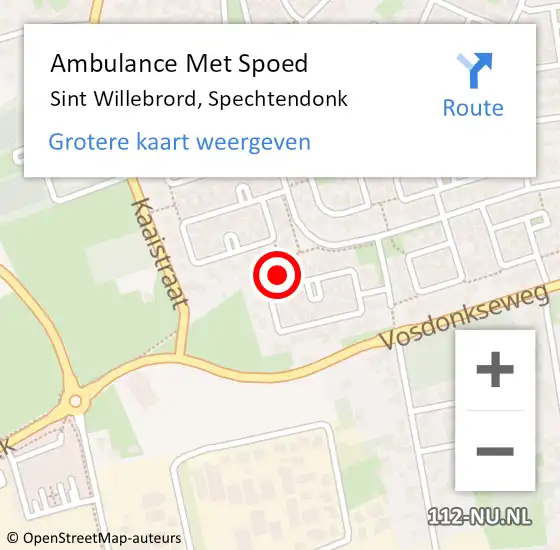 Locatie op kaart van de 112 melding: Ambulance Met Spoed Naar Sint Willebrord, Spechtendonk op 24 januari 2018 10:17