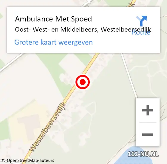 Locatie op kaart van de 112 melding: Ambulance Met Spoed Naar Oost- West- en Middelbeers, Westelbeersedijk op 24 januari 2018 10:20