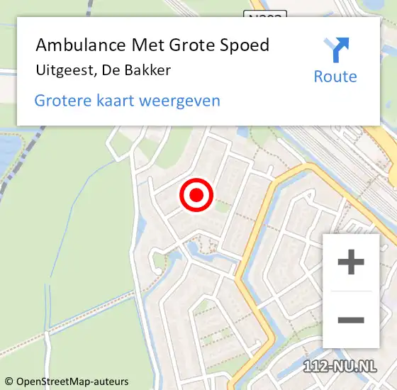 Locatie op kaart van de 112 melding: Ambulance Met Grote Spoed Naar Uitgeest, De Bakker op 24 januari 2018 10:27