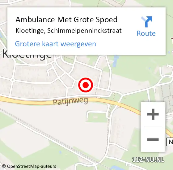 Locatie op kaart van de 112 melding: Ambulance Met Grote Spoed Naar Kloetinge, Schimmelpenninckstraat op 24 januari 2018 10:30