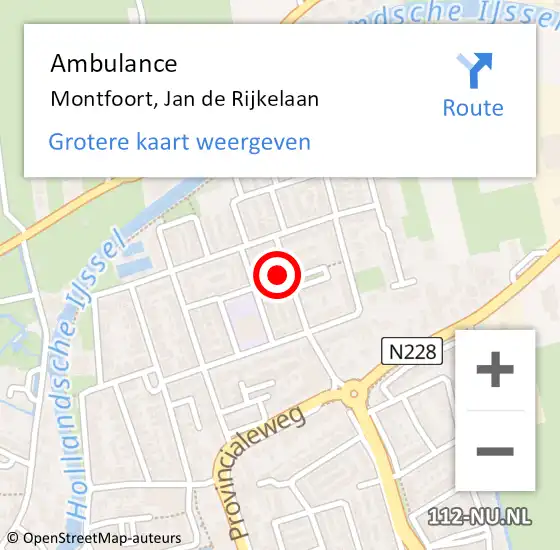 Locatie op kaart van de 112 melding: Ambulance Montfoort, Jan de Rijkelaan op 24 januari 2018 10:34