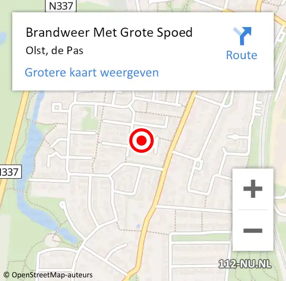 Locatie op kaart van de 112 melding: Brandweer Met Grote Spoed Naar Olst, de Pas op 22 september 2013 12:56