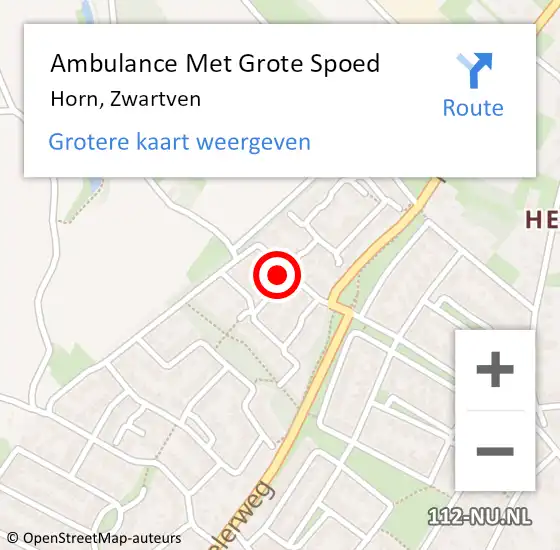 Locatie op kaart van de 112 melding: Ambulance Met Grote Spoed Naar Horn, Zwartven op 24 januari 2018 10:44