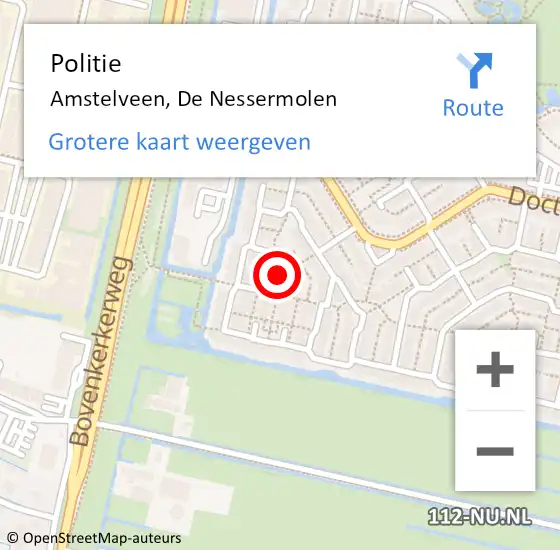 Locatie op kaart van de 112 melding: Politie Amstelveen, De Nessermolen op 24 januari 2018 11:12