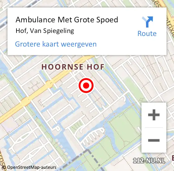 Locatie op kaart van de 112 melding: Ambulance Met Grote Spoed Naar Hof, Van Spiegeling op 14 februari 2014 08:33