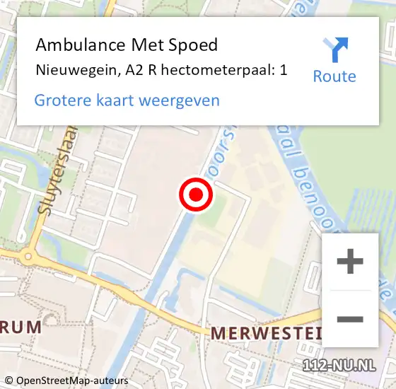 Locatie op kaart van de 112 melding: Ambulance Met Spoed Naar Nieuwegein, A2 R hectometerpaal: 1 op 24 januari 2018 11:45